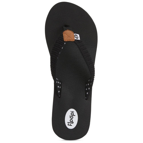 Floopi Womens Anna Wedge Yoga Mat Thong Flip Flop (Black 519