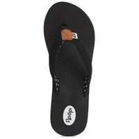 Floopi Womens Anna Wedge Yoga Mat Thong Flip Flop (Black 519