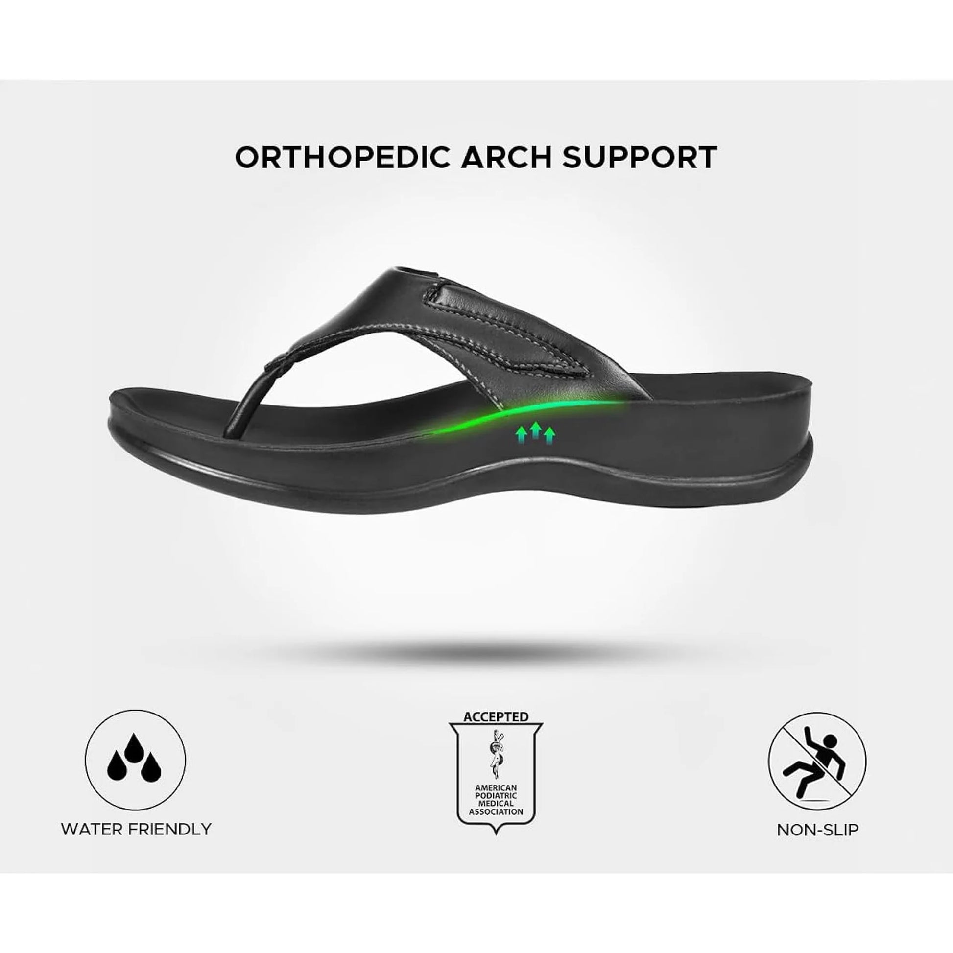 Aerothotic Women's All-Day Wear Sandal, Comfortable, Algiz, Black (L1501)