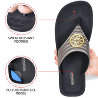 Aerothotic - Women's Walking Thong Sandals, Idelle - Brown (L0360)