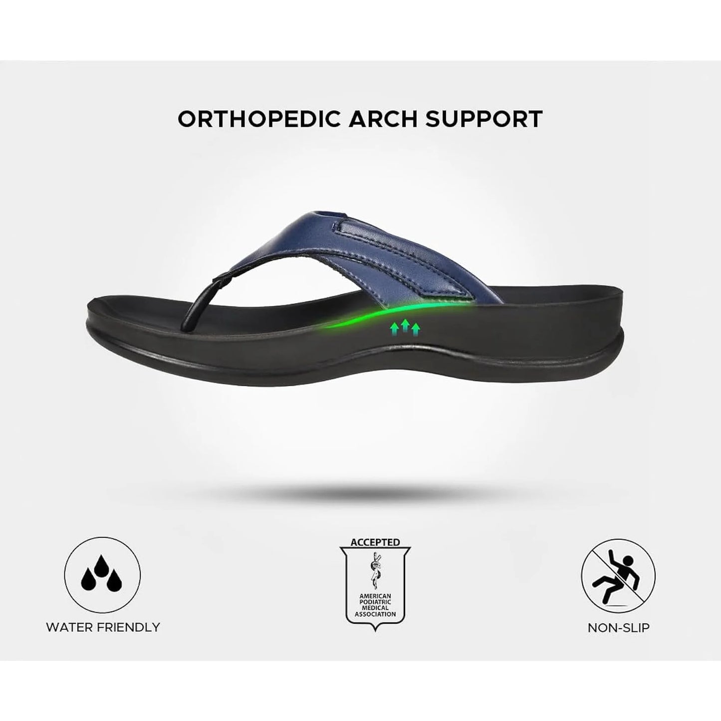 Aerothotic Women's All-Day Wear Sandal, Comfortable, Algiz, Navy (L1501)