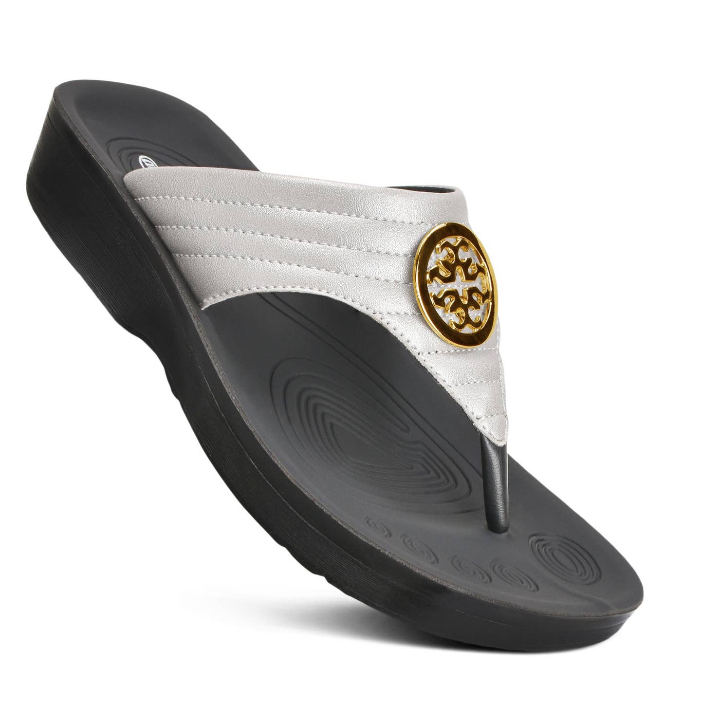 Aerothotic - Women's Walking Thong Sandals, Idelle - Silver (L0360)