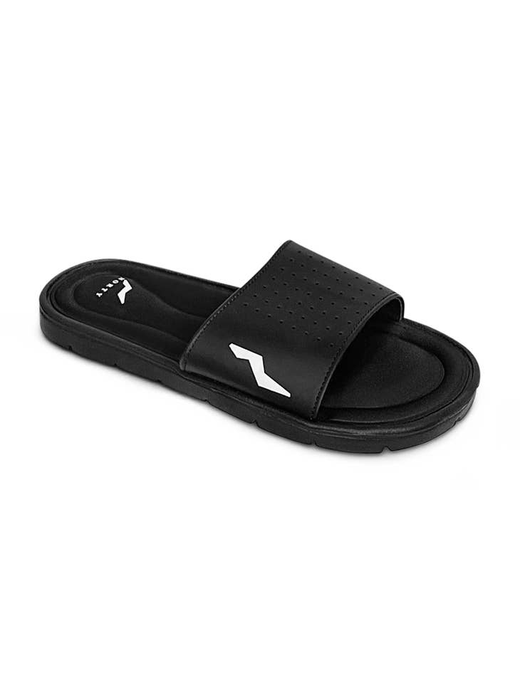 NORTY Mens Memory Foam Slides Adult Male Slide Sandals Black (12132)