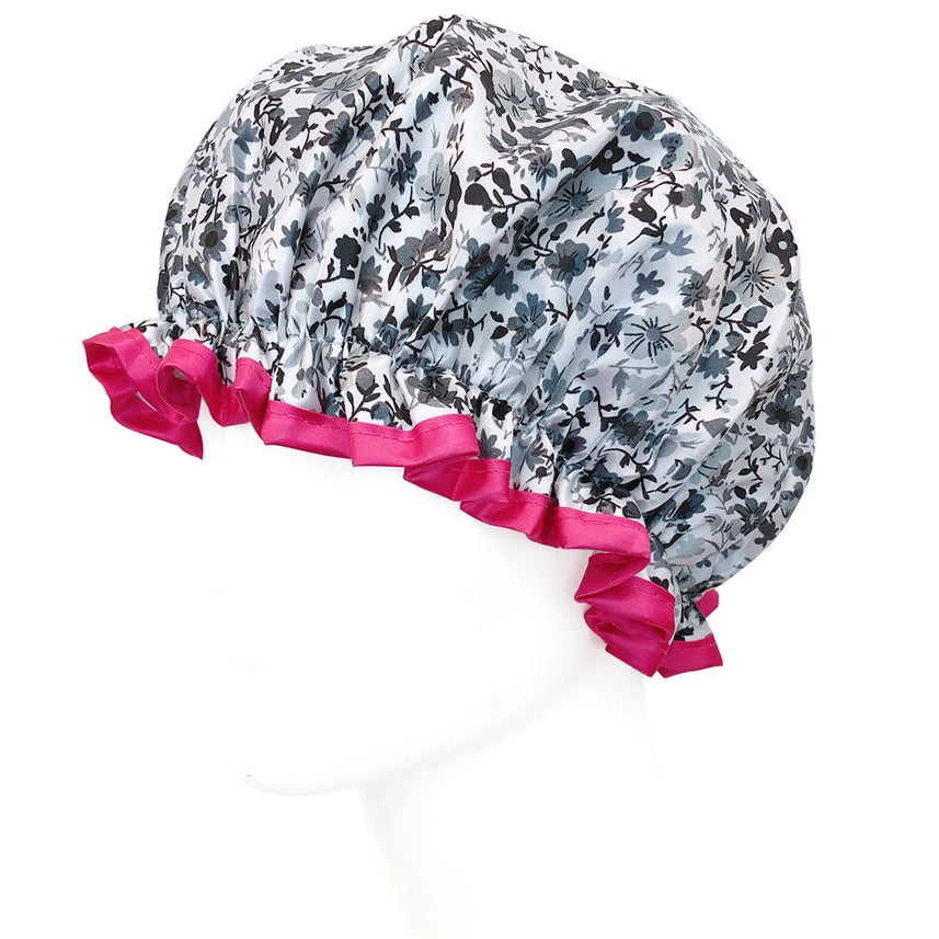 Wrapables Double Layer Waterproof Shower Caps, Majestic Floral (Set of 4)
