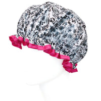 Wrapables Double Layer Waterproof Shower Caps, Majestic Floral (Set of 4)