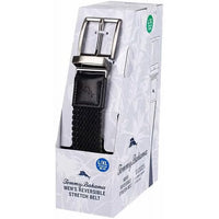 Tommy Bahama Men's Stretch Braided Reversible Belt, Black/Grey