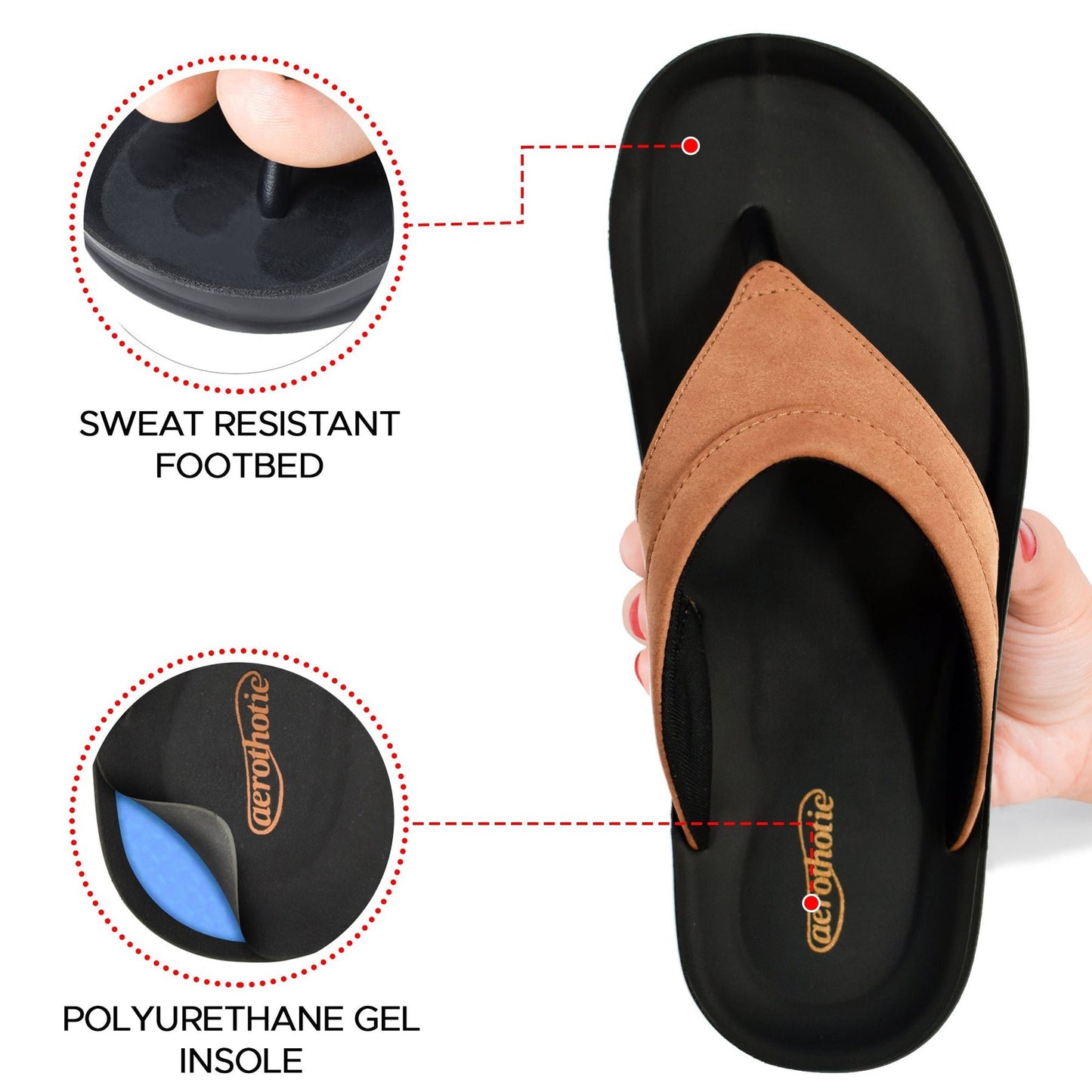 Aerothotic Women's Comfortable Slides, Terrene, Brown (L1324)