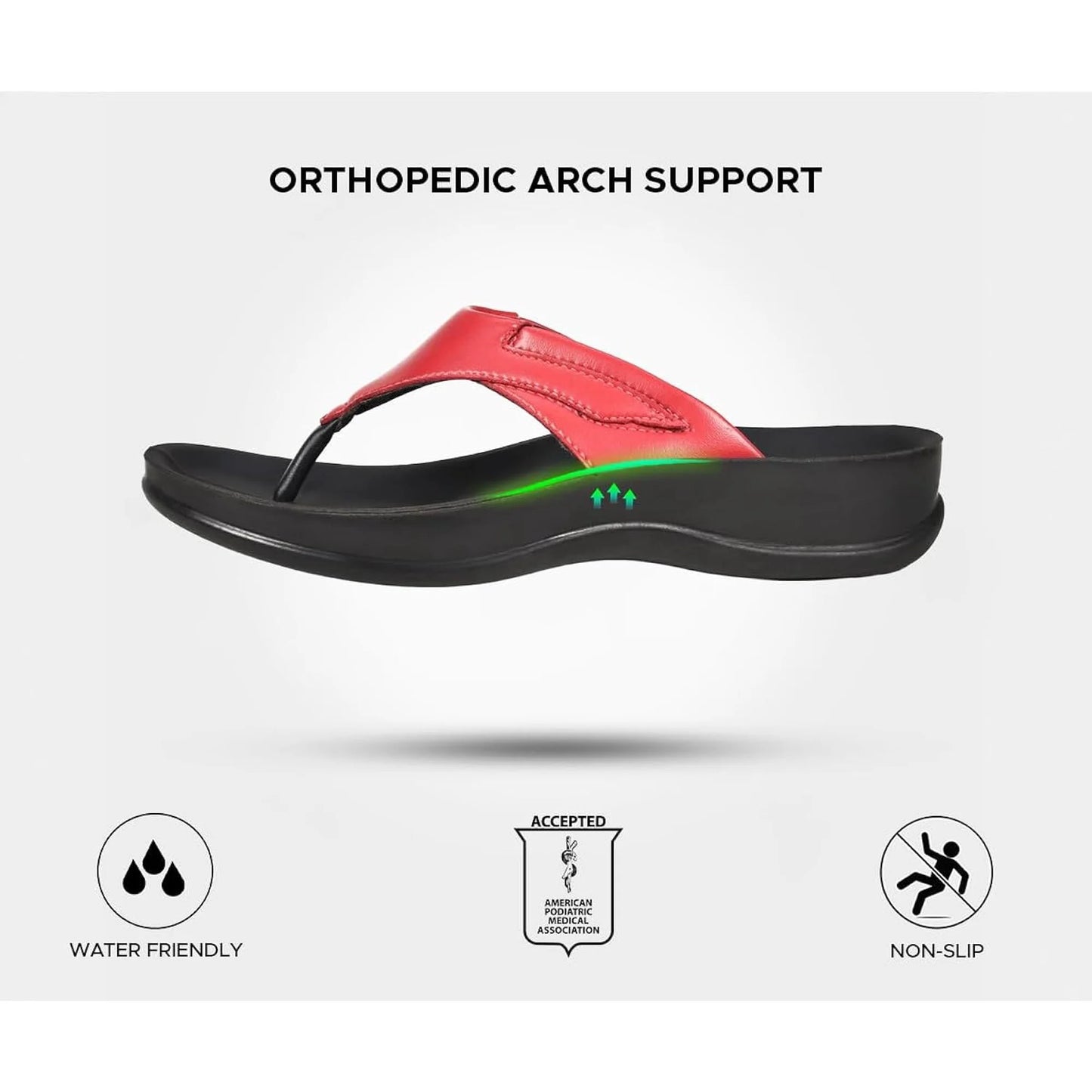 Aerothotic Women's All-Day Wear Sandal, Comfortable, Algiz, Red (L1501)