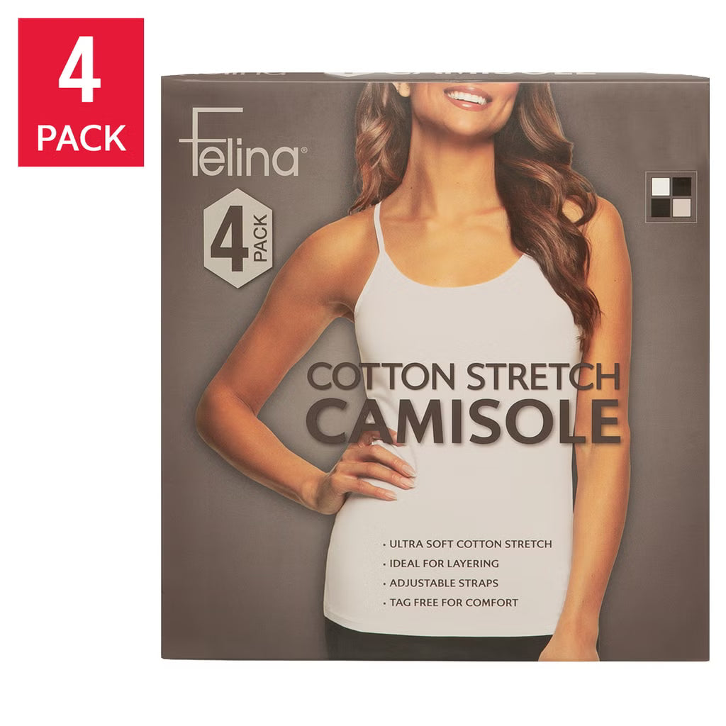 Felina Women's Cotton Stretch Camisole, (4-Pack)