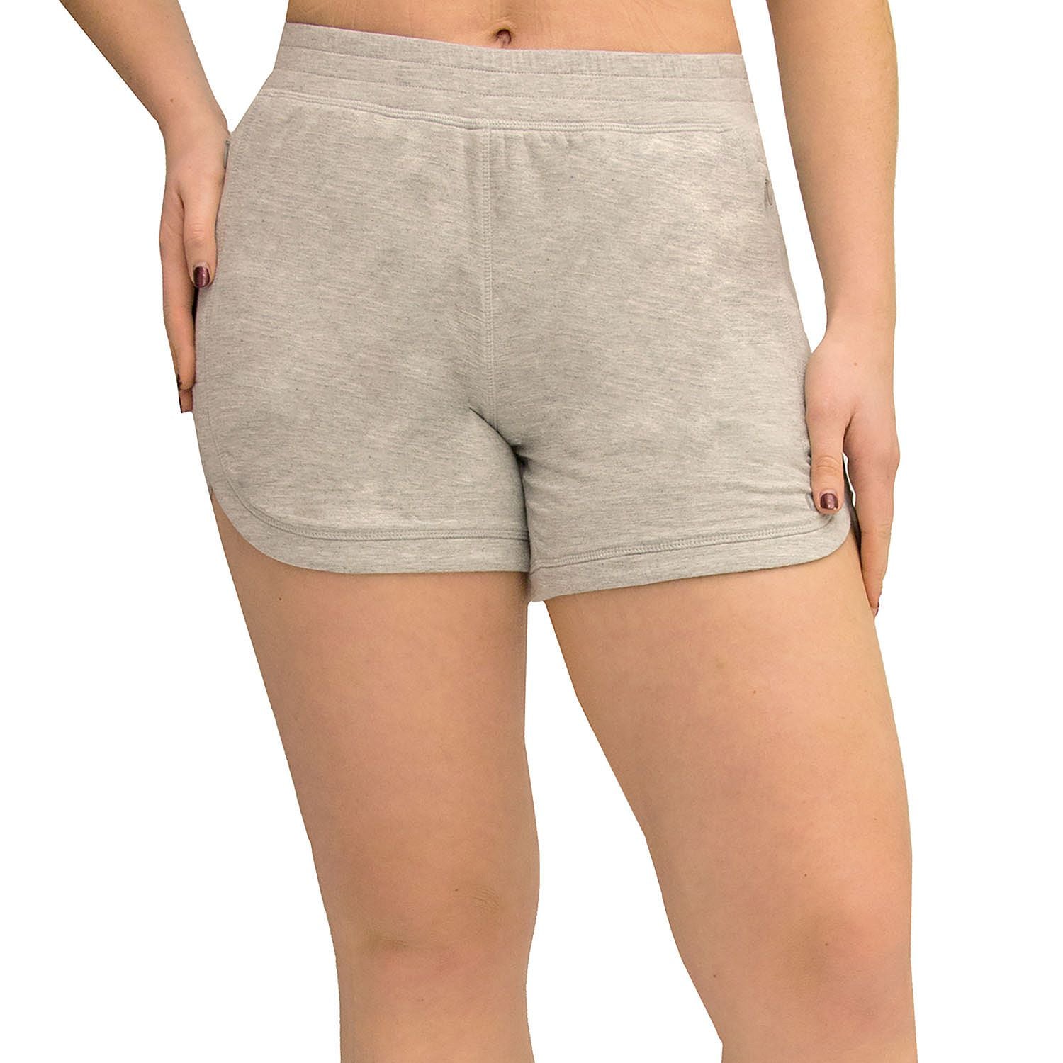 Active Life Womens Active Terry W/Zipper Pockets Short, Heather Grey - oddros.shop