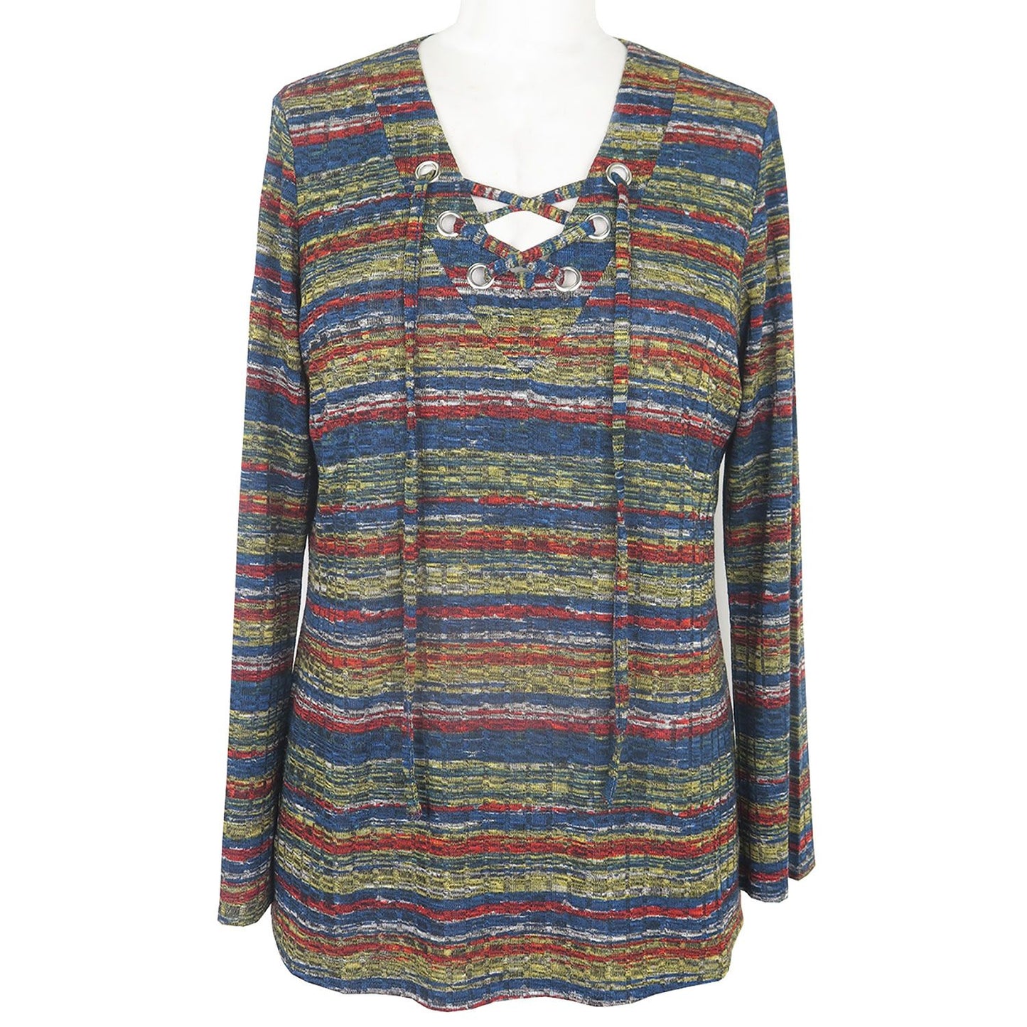 Chenault V-Neck Lace Up Tunic - Teal, Medium - oddros.shop