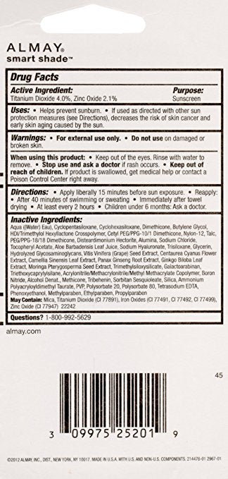 ALMAY Smart Shade Makeup with SPF 15, Light 100, 1-Oz - oddros.shop