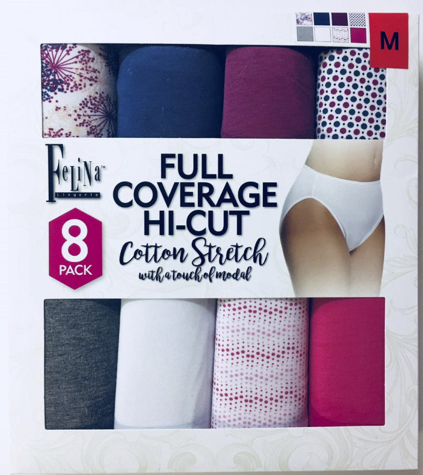 Felina Ladies' Hi-Cut Panty Small Assorted Colors(8-pack) - oddros.shop