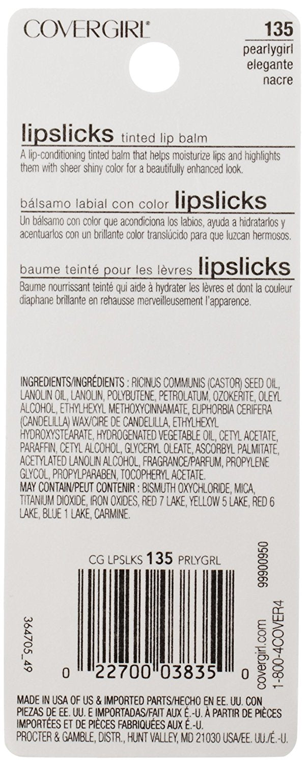 CoverGirl Lipstick Tinted Lip Balm, PearlyGirl 135 - .14 oz - oddros.shop