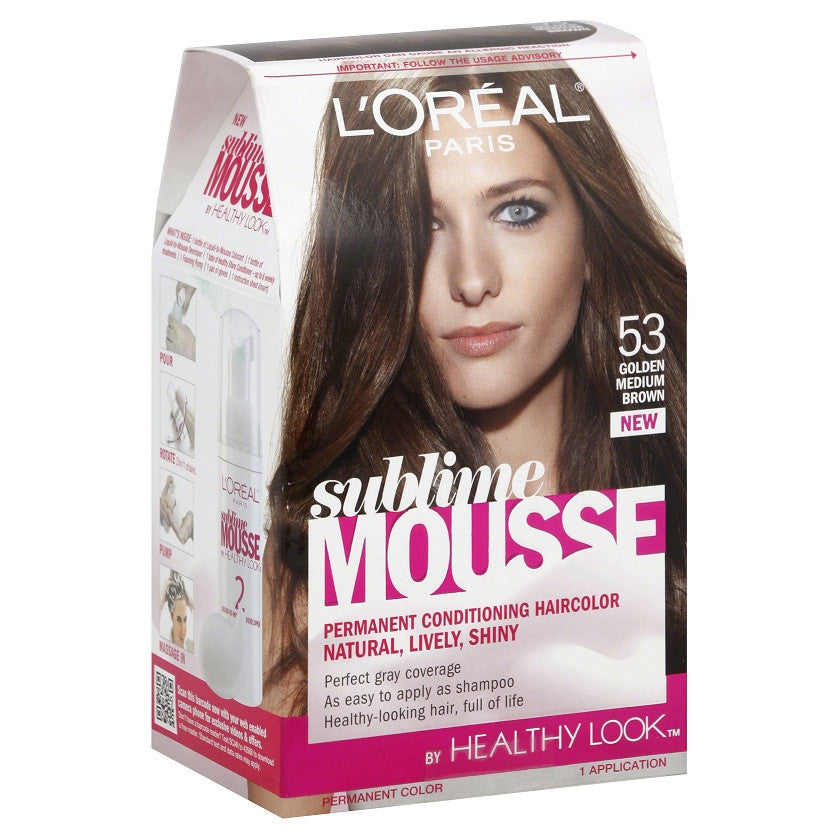L'Oreal Paris Sublime Mousse by Healthy Look Hair Color, 53 Golden Medium Brown - oddros.shop