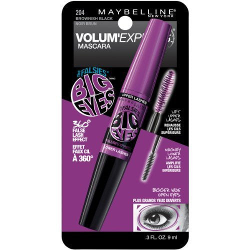 Maybelline Volum Express Falsies Big Eyes Washable Mascara, Brownish Black 204 - oddros.shop