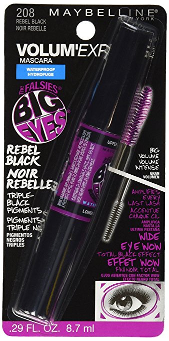 MAYBELLINE The Falsies Big Eyes Waterproof Mascara, Rebel Black 208, 0.29 Fl Oz - oddros.shop