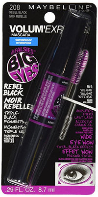 MAYBELLINE The Falsies Big Eyes Waterproof Mascara, Rebel Black 208, 0.29 Fl Oz - oddros.shop