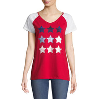 St. John's Bay Short Sleeve Americana V Neck Tee - Plus - oddros.shop
