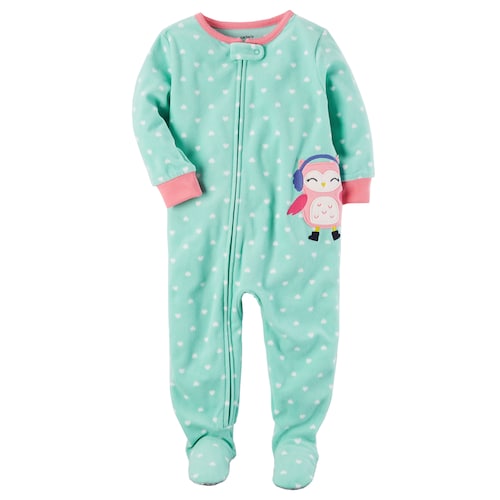 Carter's Heart-Print Owl Footed Fleece Pajamas, Baby Girls (6 Months -5T) 1-Piece - oddros.shop