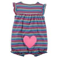 Carter's Baby Girls' Multi Striped Snap up Cotton Romper 3-M - oddros.shop