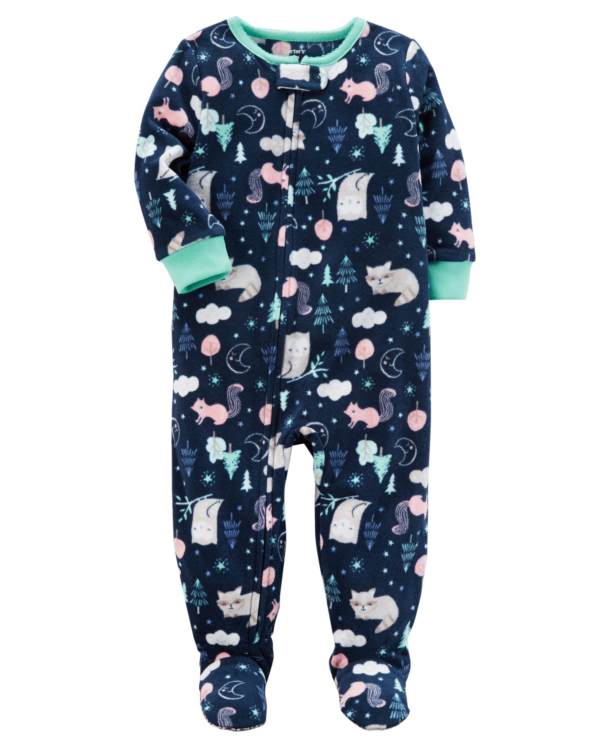 Carter's Forest-Print Footed Fleece Sleep & Play Pajamas, Baby Girls - oddros.shop