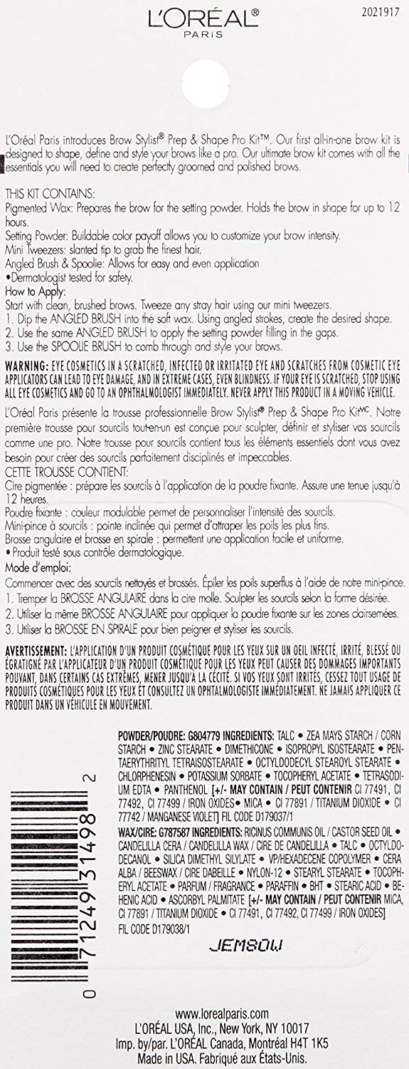 L'OREAL Brow Stylist Prep and Shape Pro Brow Kit - 387 Medium To Dark - oddros.shop