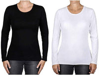 Felina Women's Long Sleeve Layering Crew Neck T-Shirts (2-pack)