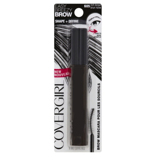 COVERGIRL Easy Breezy Brow Shape + Define Brow Mascara, 605 Rich Brown - oddros.shop
