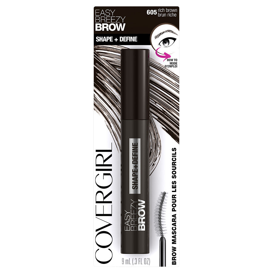 COVERGIRL Easy Breezy Brow Shape + Define Brow Mascara, 605 Rich Brown - oddros.shop