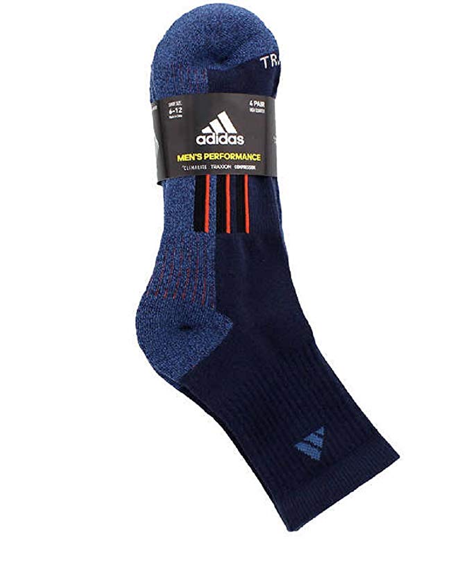 Adidas Men's High Quarter Sock - Navy & Blue (4-Pair) - oddros.shop