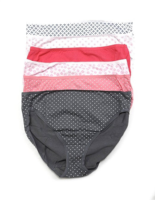 Felina Women's - Hi Cut Cotton Stretch Panties (6 Pack) - oddros.shop
