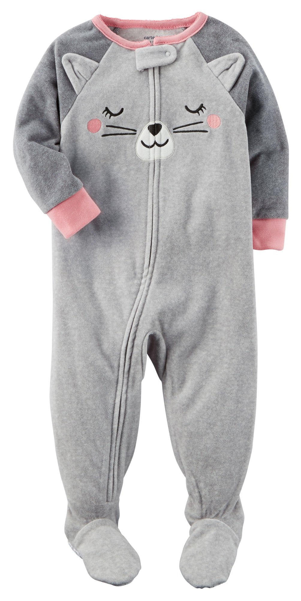 Carter's Girls Cat Face Fleece Pajamas  (6M-5T)  1-Piece - oddros.shop
