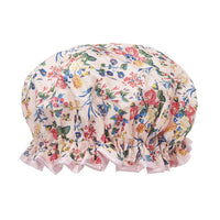 The Vintage Cosmetic Company - Shower Cap Pink Floral Satin - oddros.shop