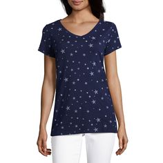 St. John's Bay® Short Sleeve Americana V-Neck Tee - Plus - oddros.shop