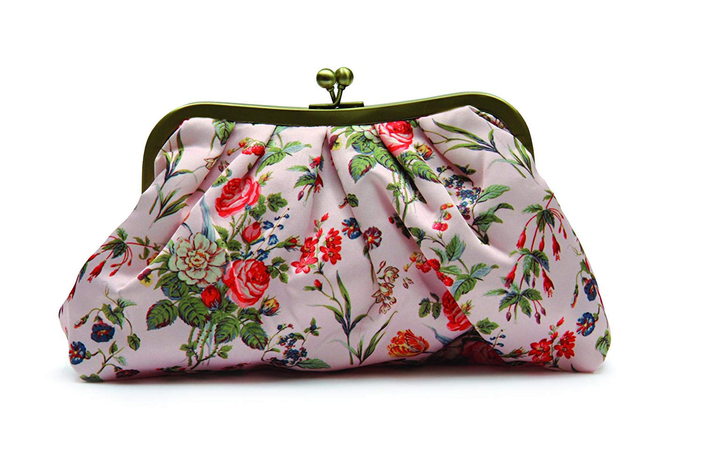The Vintage Cosmetic Company Cosmetic Clutch Bag Pink Floral Satin - oddros.shop