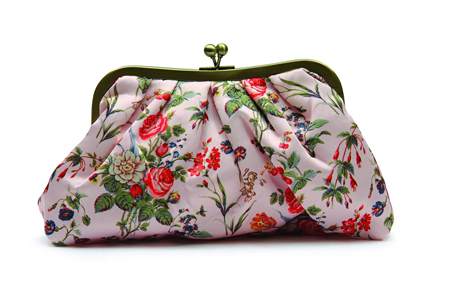 The Vintage Cosmetic Company Cosmetic Clutch Bag Pink Floral Satin - oddros.shop