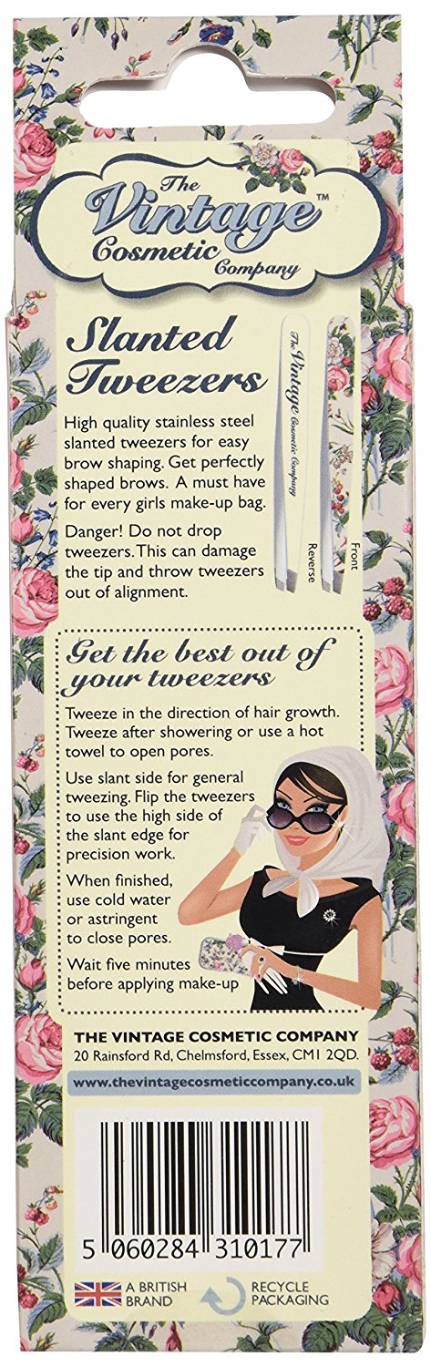 The Vintage Cosmetic Company Slanted Tweezers, Floral - oddros.shop