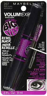Maybelline New York Volum Express Falsies Big Eyes Washable Mascara, Rebel Black 207 - oddros.shop