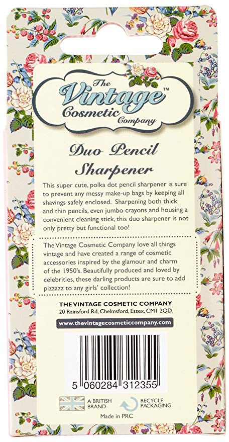 The Vintage Cosmetic Company Duo Pencil Sharpener - Pink Polka Dot - oddros.shop
