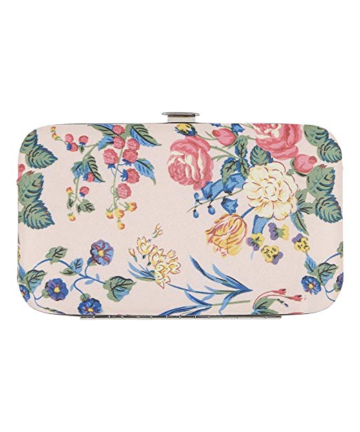 The Vintage Cosmetic Company Manicure Purse Pink Floral Satin - oddros.shop