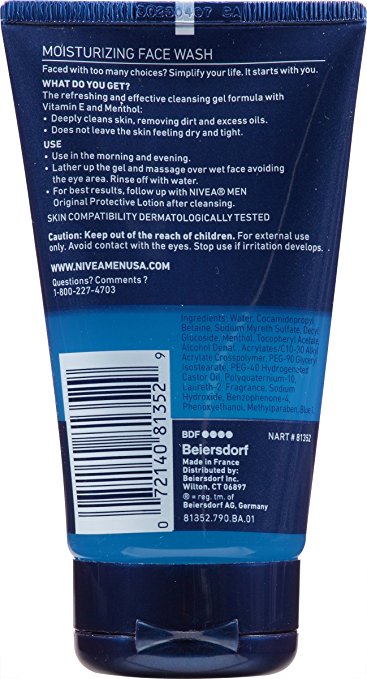 NIVEA Men Maximum Hydration Moisturizing Face Wash 5 Fluid Ounce - oddros.shop