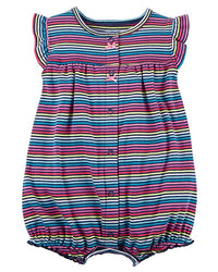 Carter's Baby Girls' Multi Striped Snap up Cotton Romper 6-M - oddros.shop