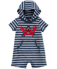 Carter's Baby Boy Pirate Crab Striped Hooded Romper 9-M - oddros.shop