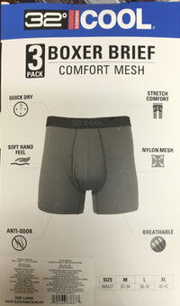 32 DEGREES Men's Mesh Wick Cool Boxer Brief (3 Pack)