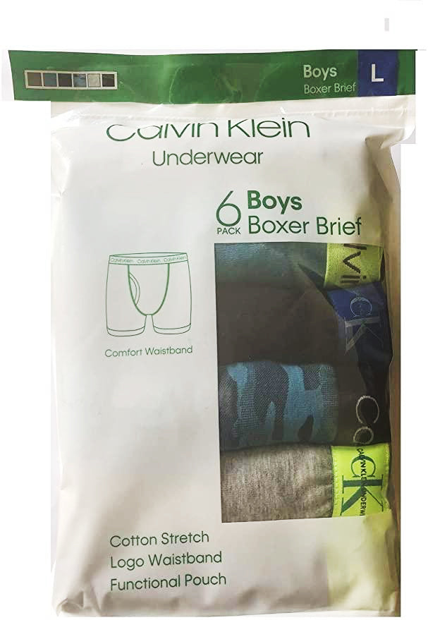 Calvin Klein Boys Boxer Brief Cotton Stretch Underwear, Small (6 Pack)