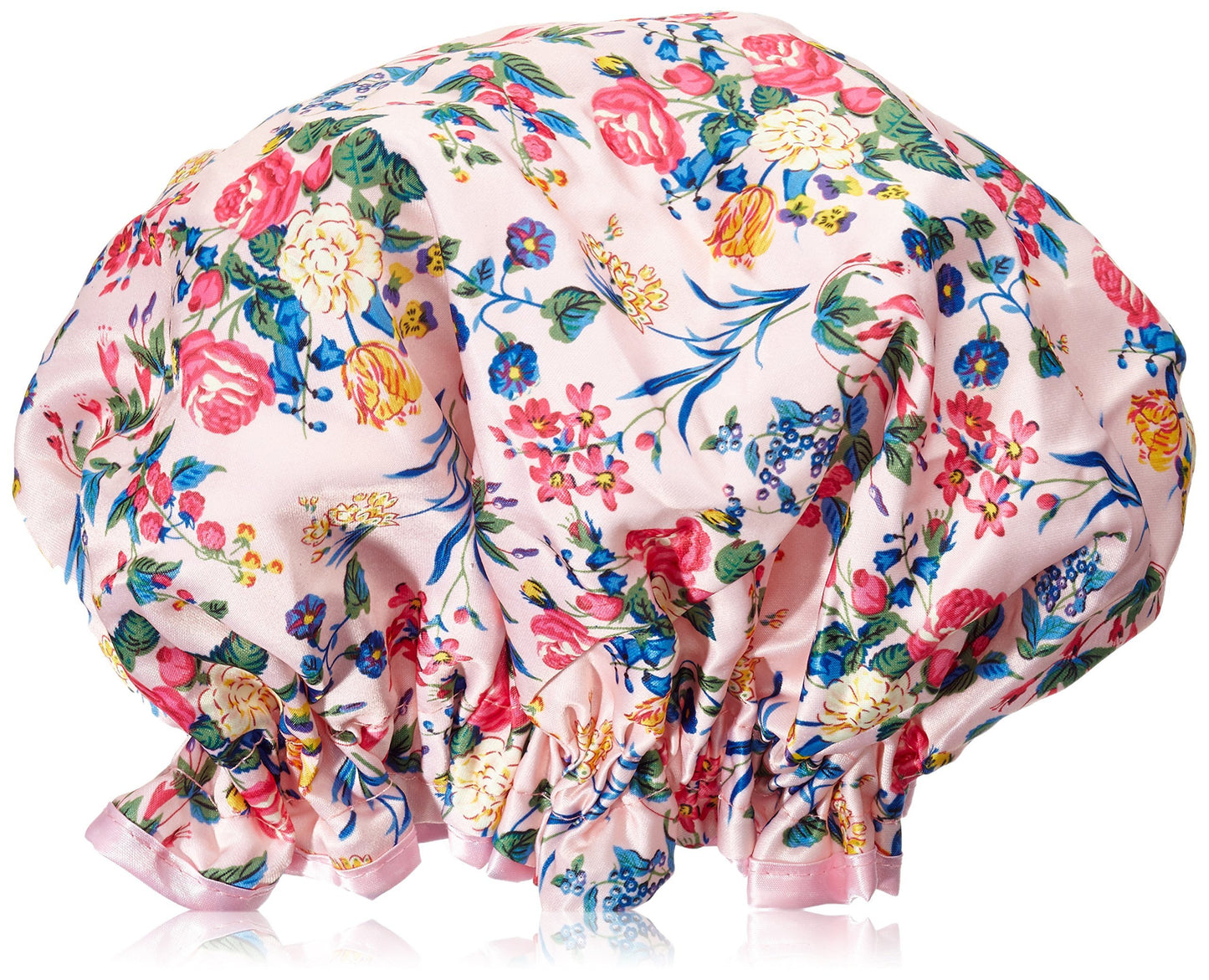 The Vintage Cosmetic Company - Shower Cap Pink Floral Satin - oddros.shop
