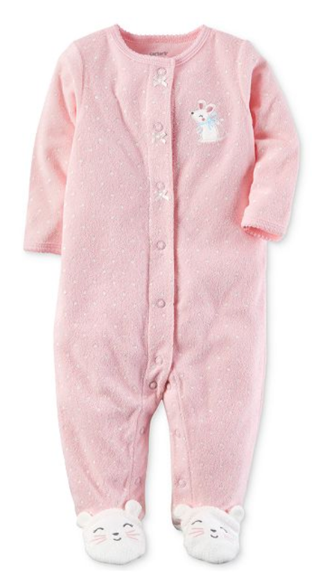 Carter's Baby Girls Dot-Print Terry Footed Coveralls One Piece - oddros.shop