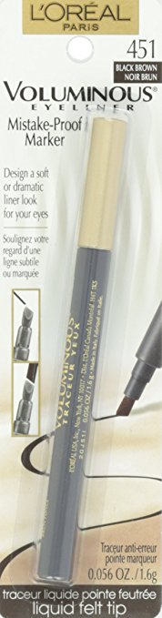 L'OREAL Paris Voluminous Mistake-Proof Marker Eyeliner, Black Brown 451 - 0.056 oz - oddros.shop