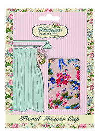 The Vintage Cosmetic Company - Shower Cap Pink Floral Satin - oddros.shop